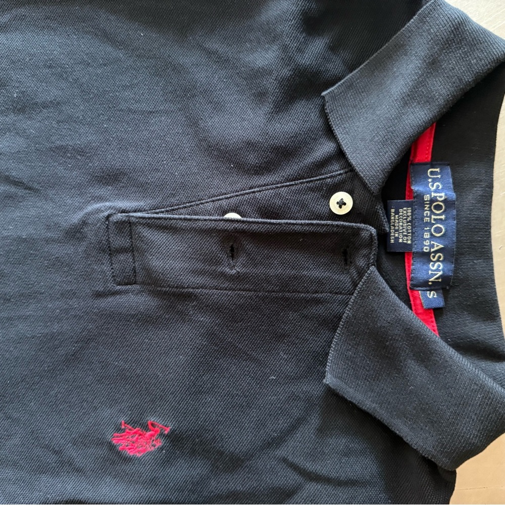 US Polo Assn Navy Polo Shirt with Red Logo